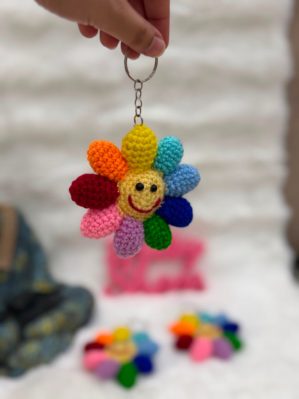 Puff Flower Keychain