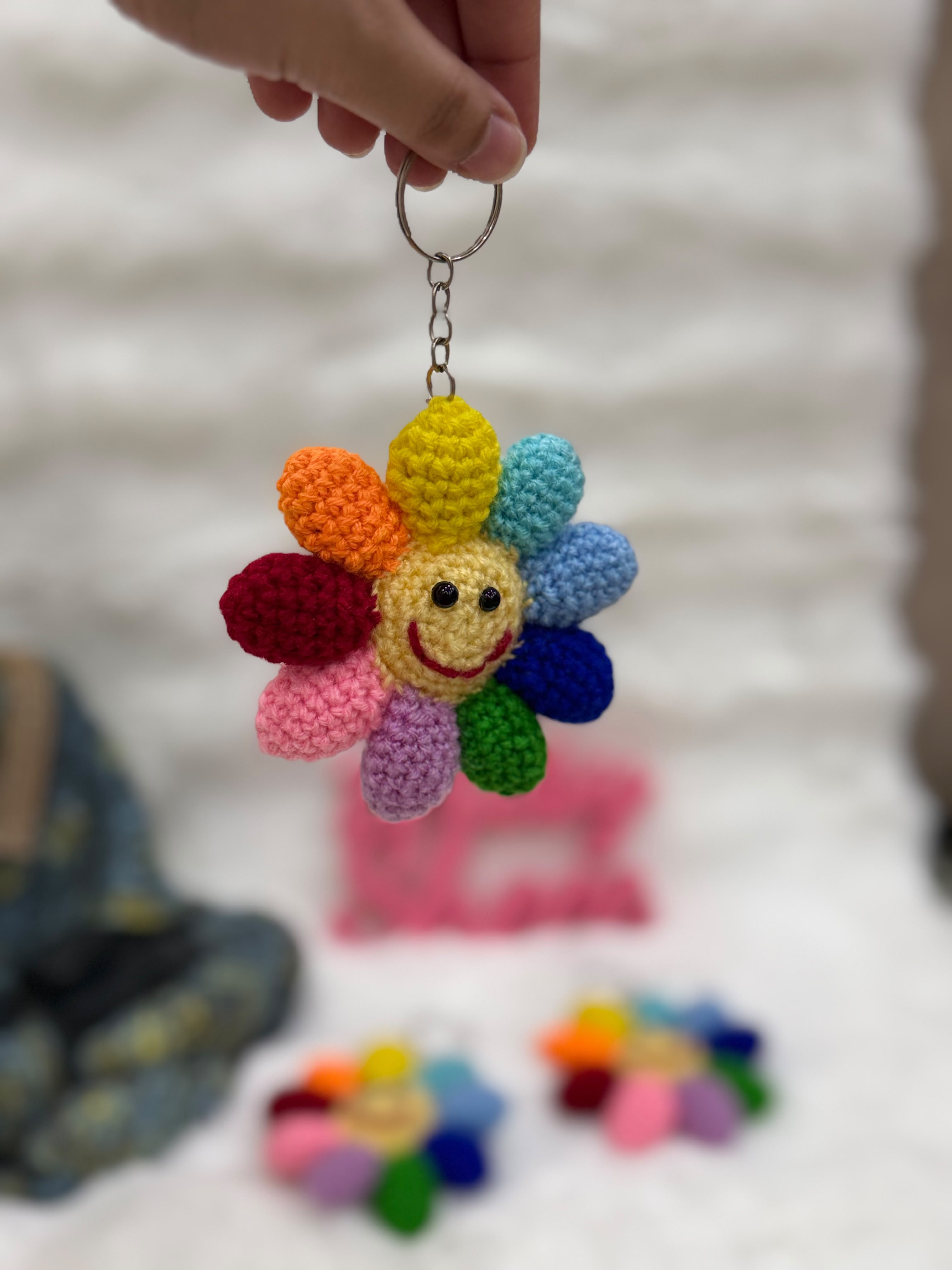 Puff Flower Keychain