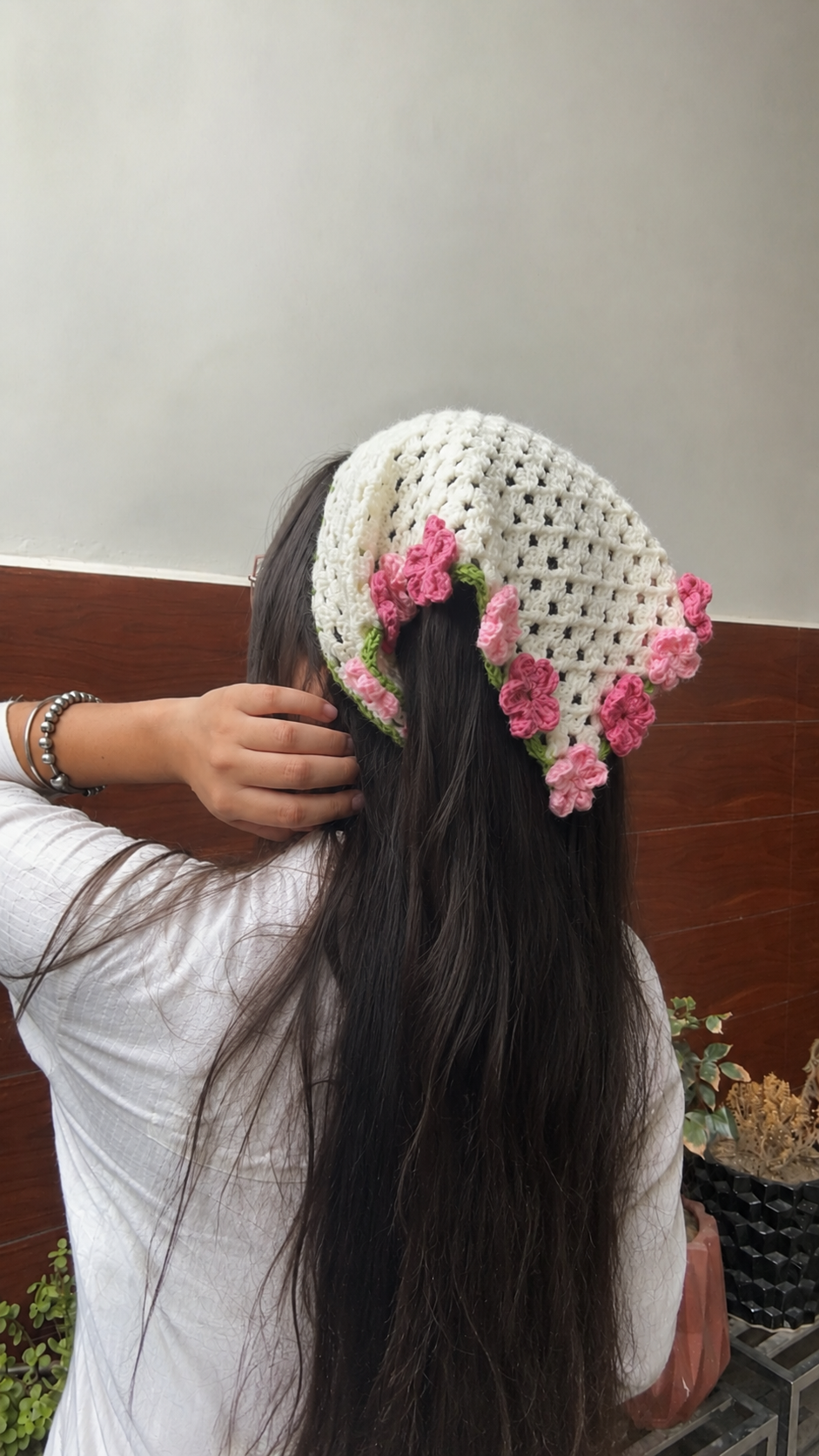 Crochet Floral Bandana