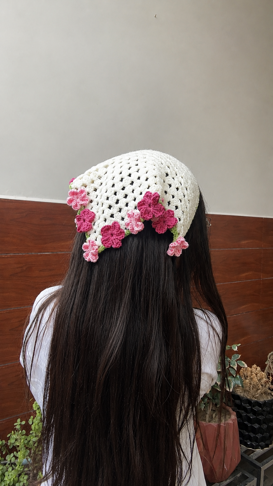 Crochet Floral Bandana