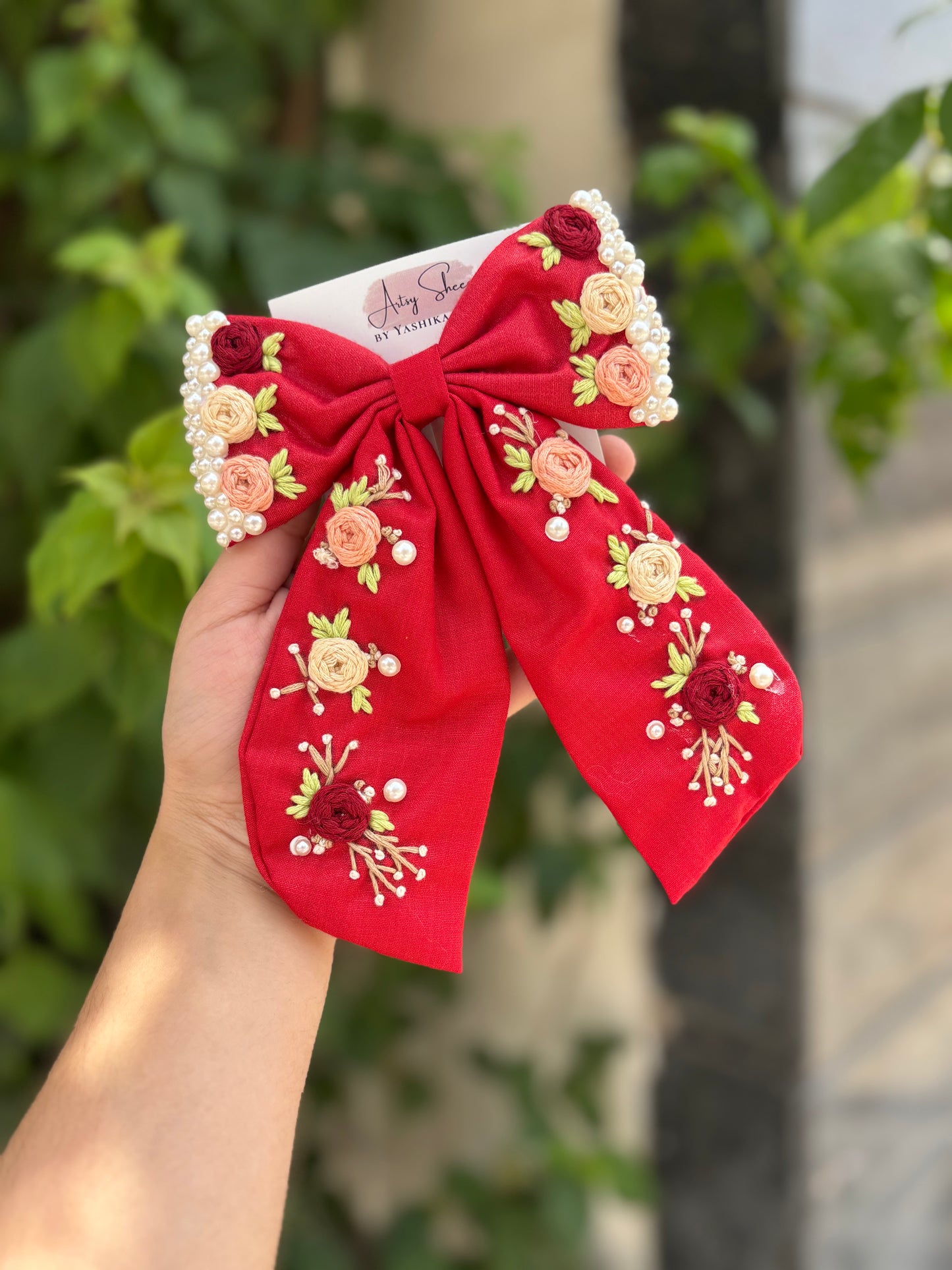 Pearl Embroidered Bow