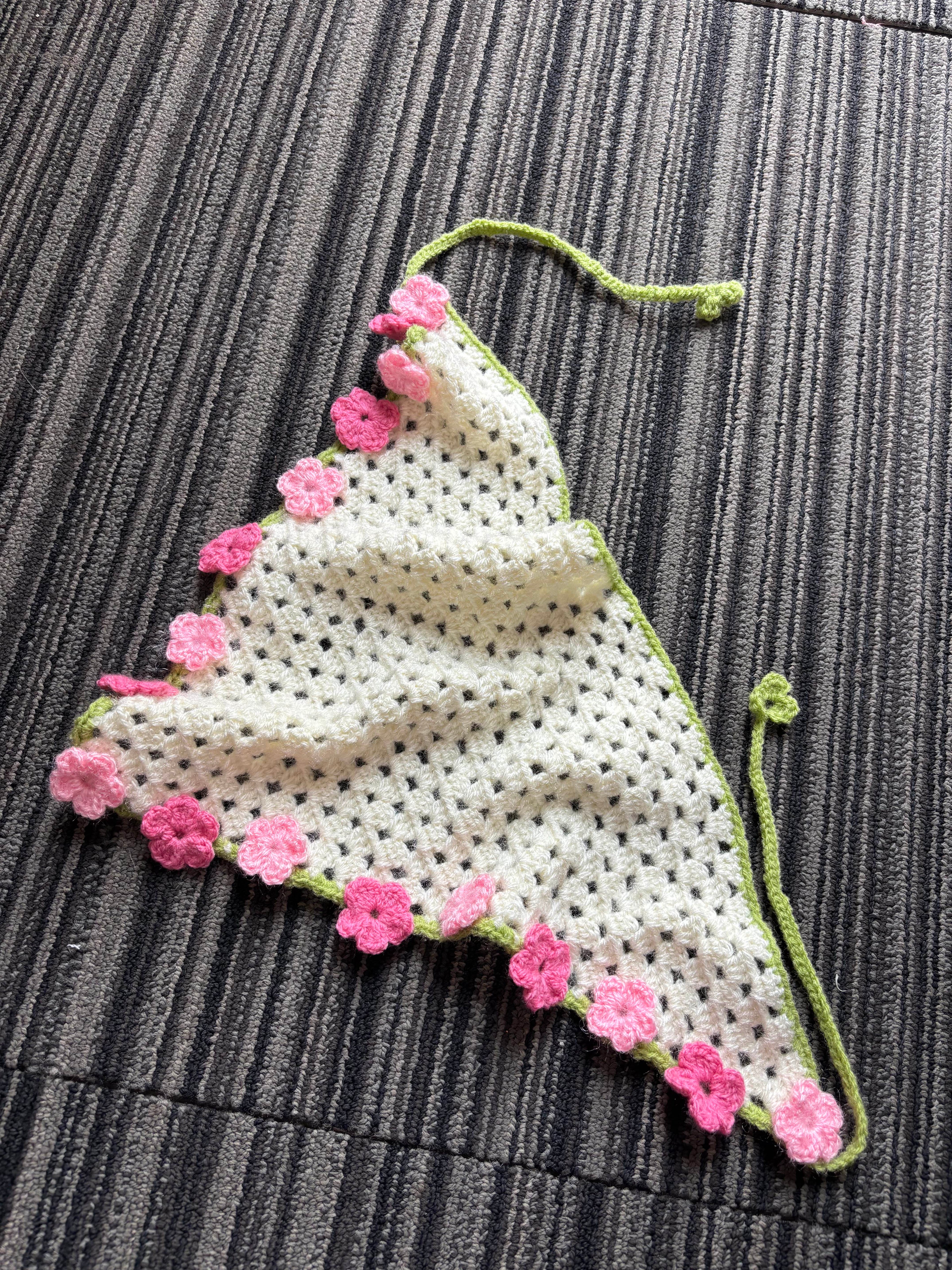 Crochet Floral Bandana