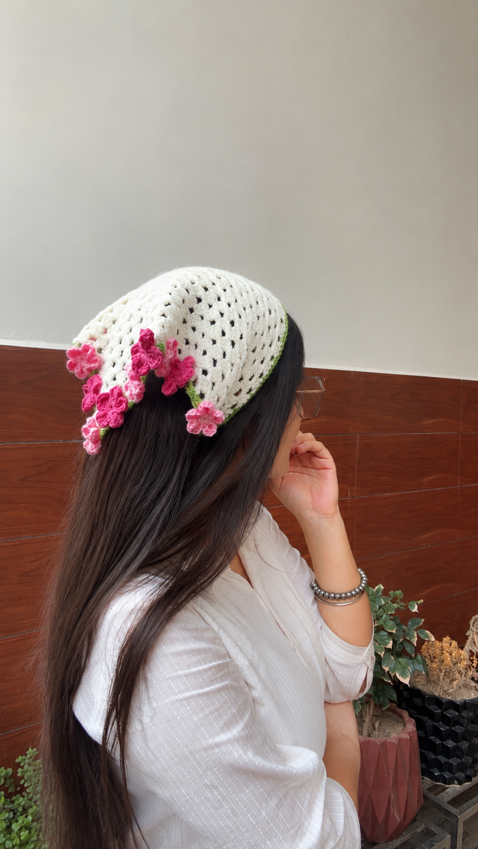 Crochet Floral Bandana