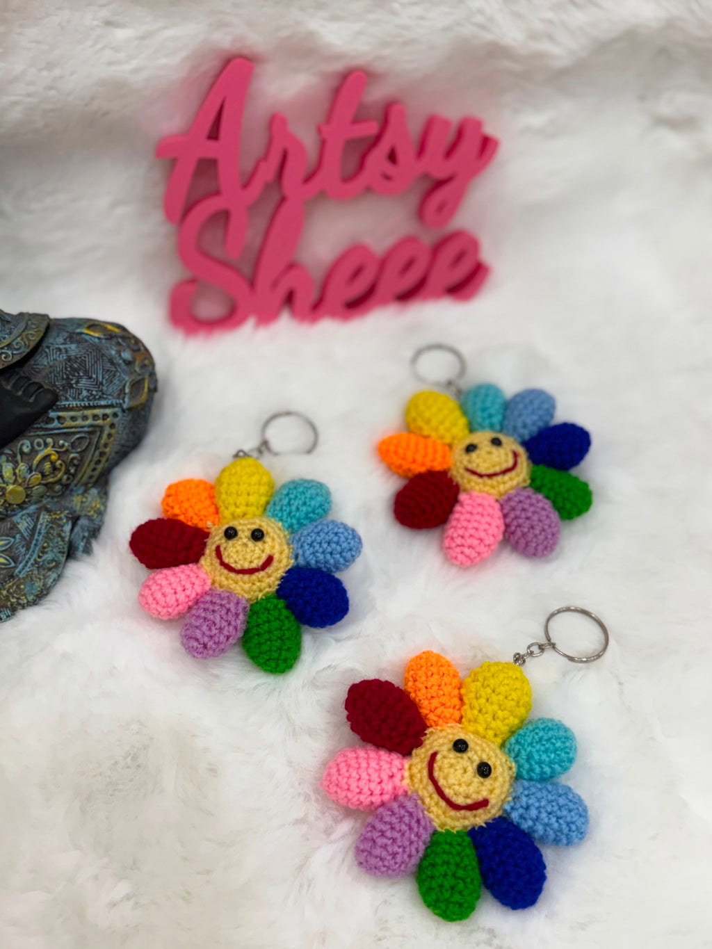 Puff Flower Keychain