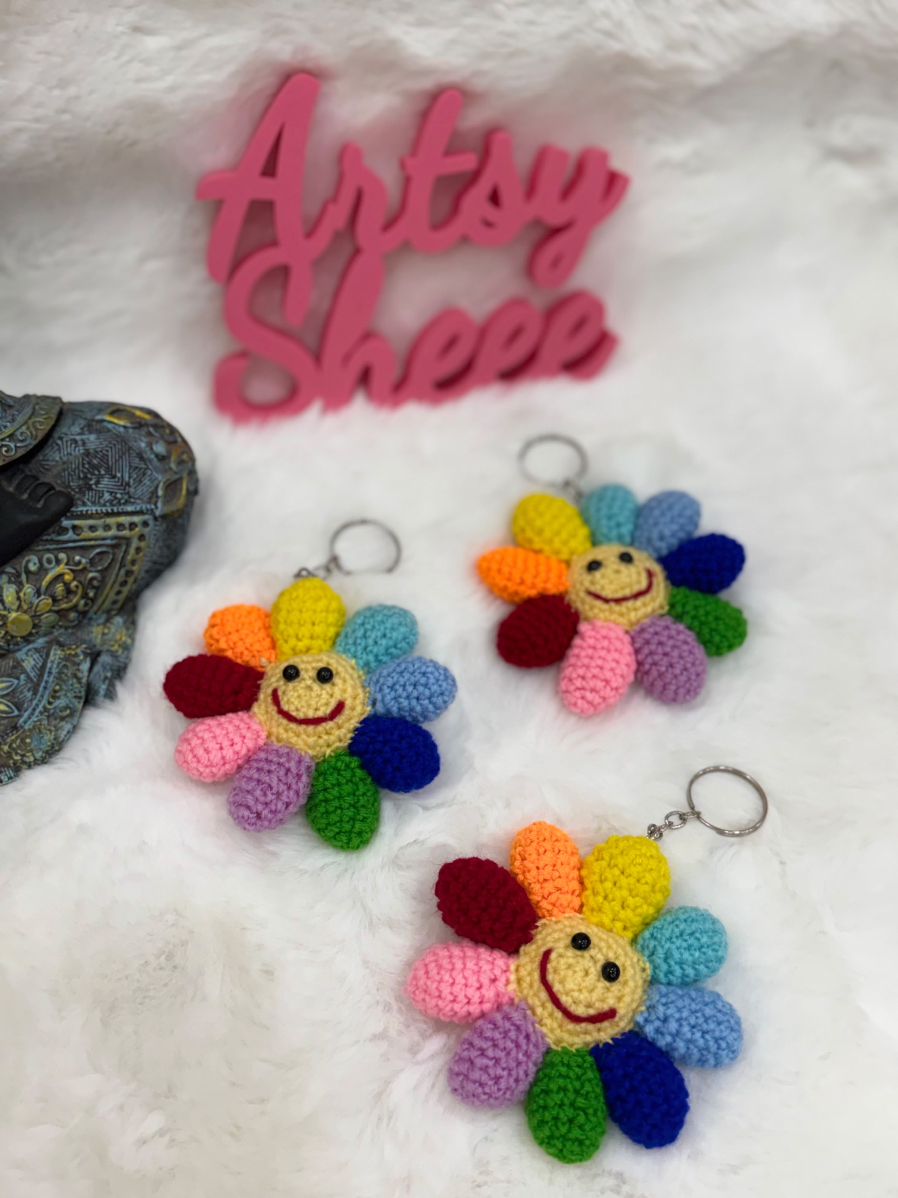 Puff Flower Keychain