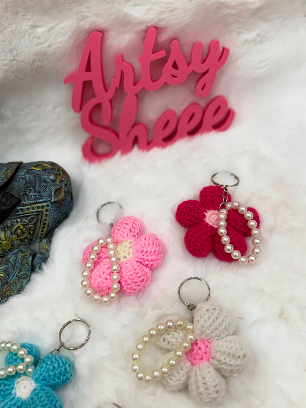 Puff Flower Keychain