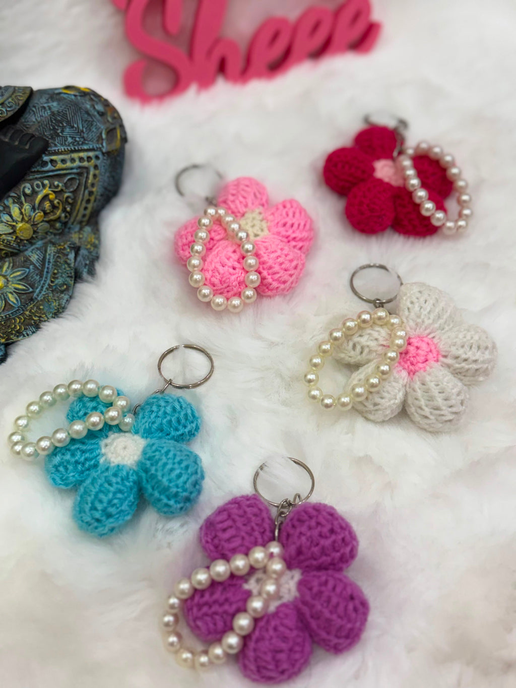 Puff Flower Keychain