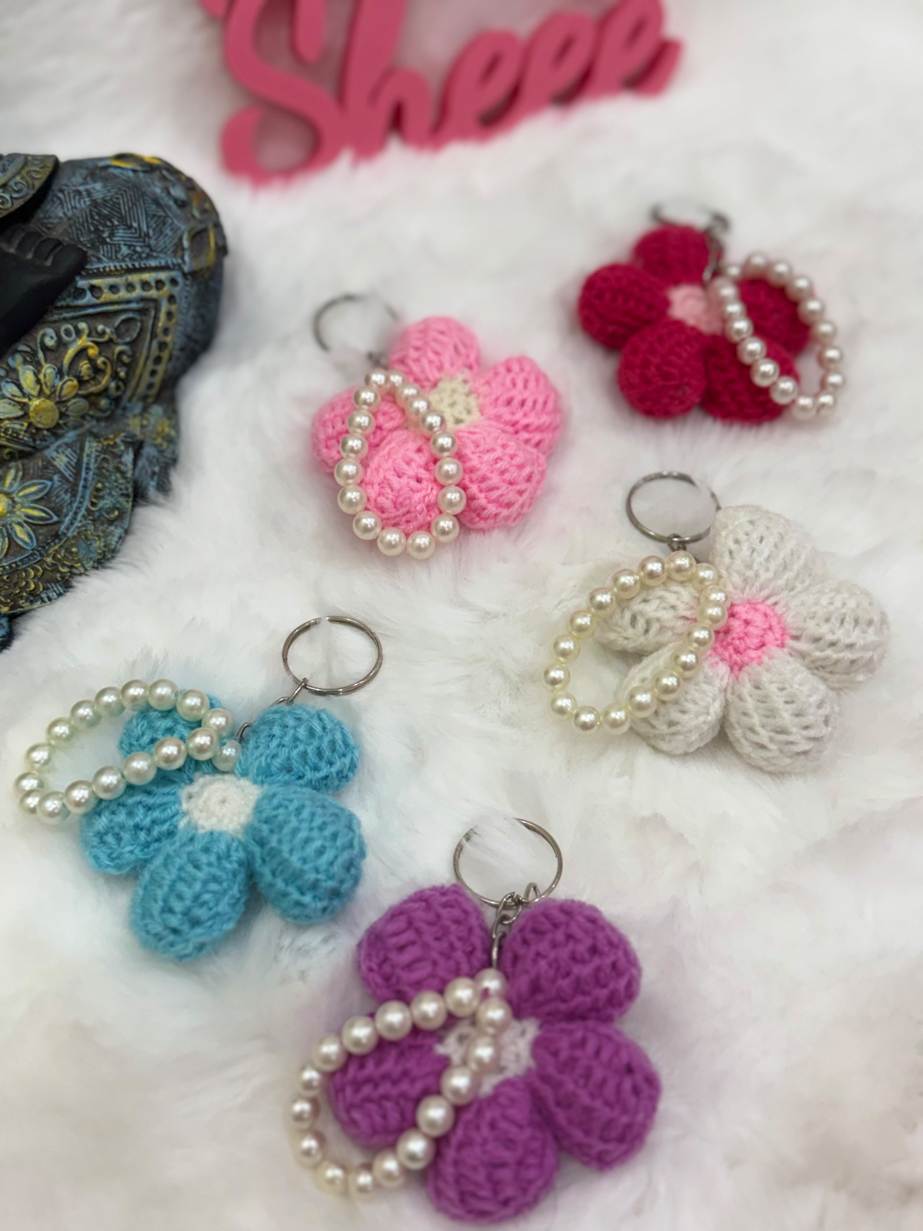 Puff Flower Keychain