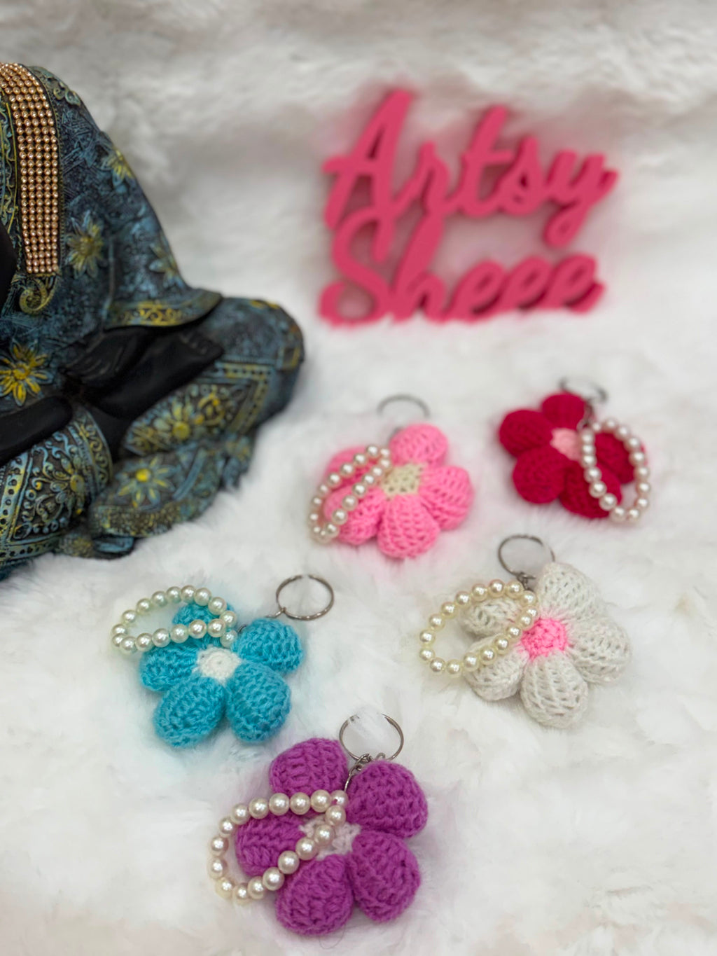Puff Flower Keychain