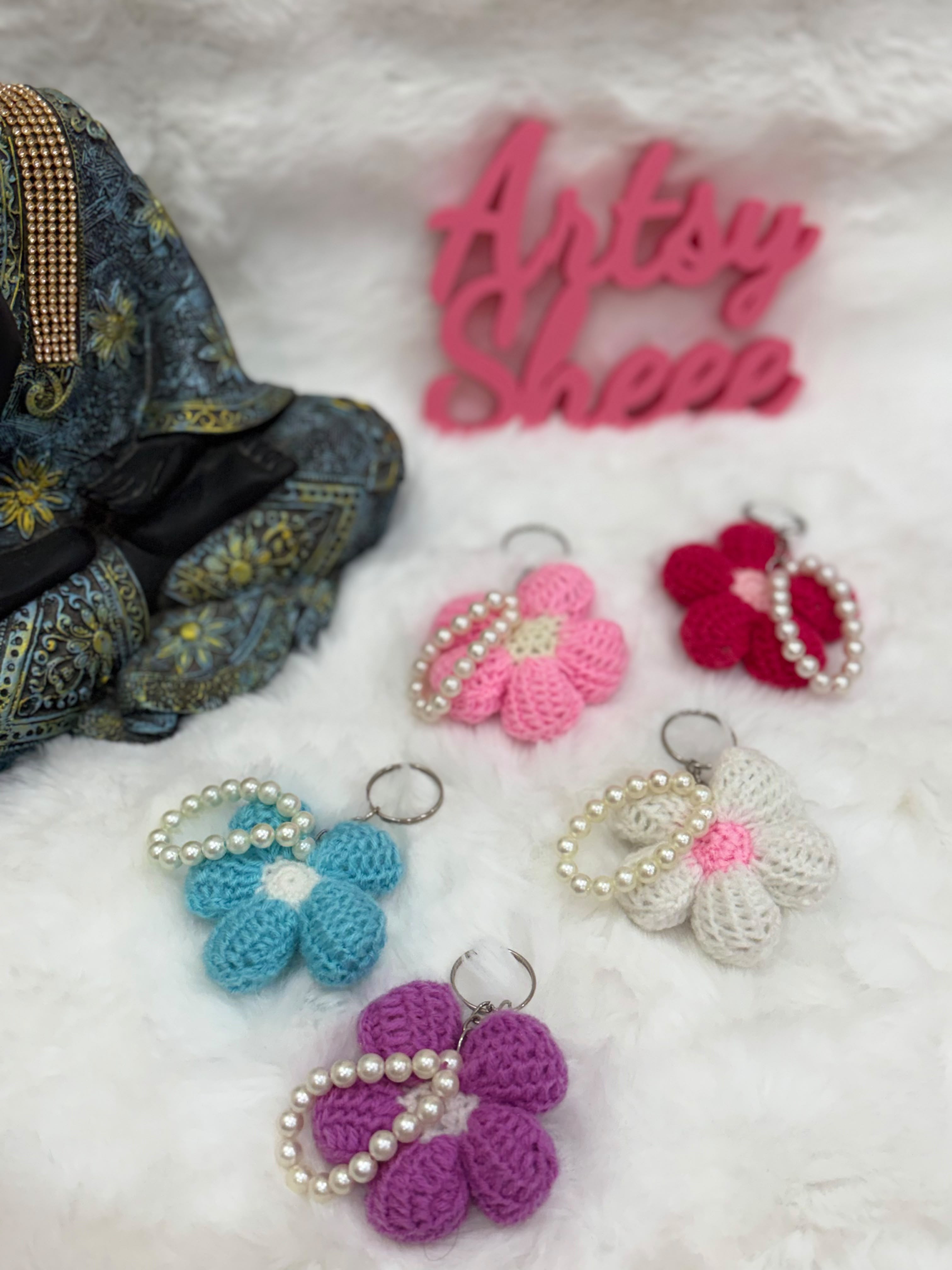 Puff Flower Keychain